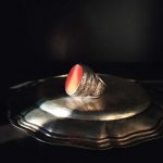 anello afgano antico in argento con corniola arancione