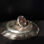 anello afgano in argento con vetri antichi
